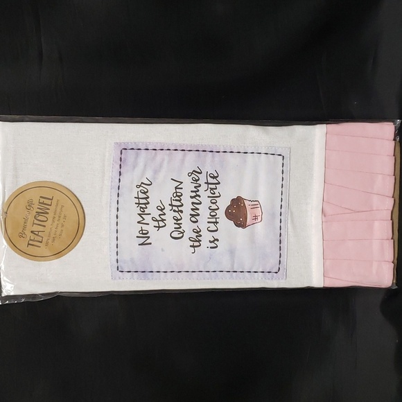 Brownlow Gifts "the answer is chocolate" Pink Ruffled Trim 100% Cott… - Picture 2 of 8